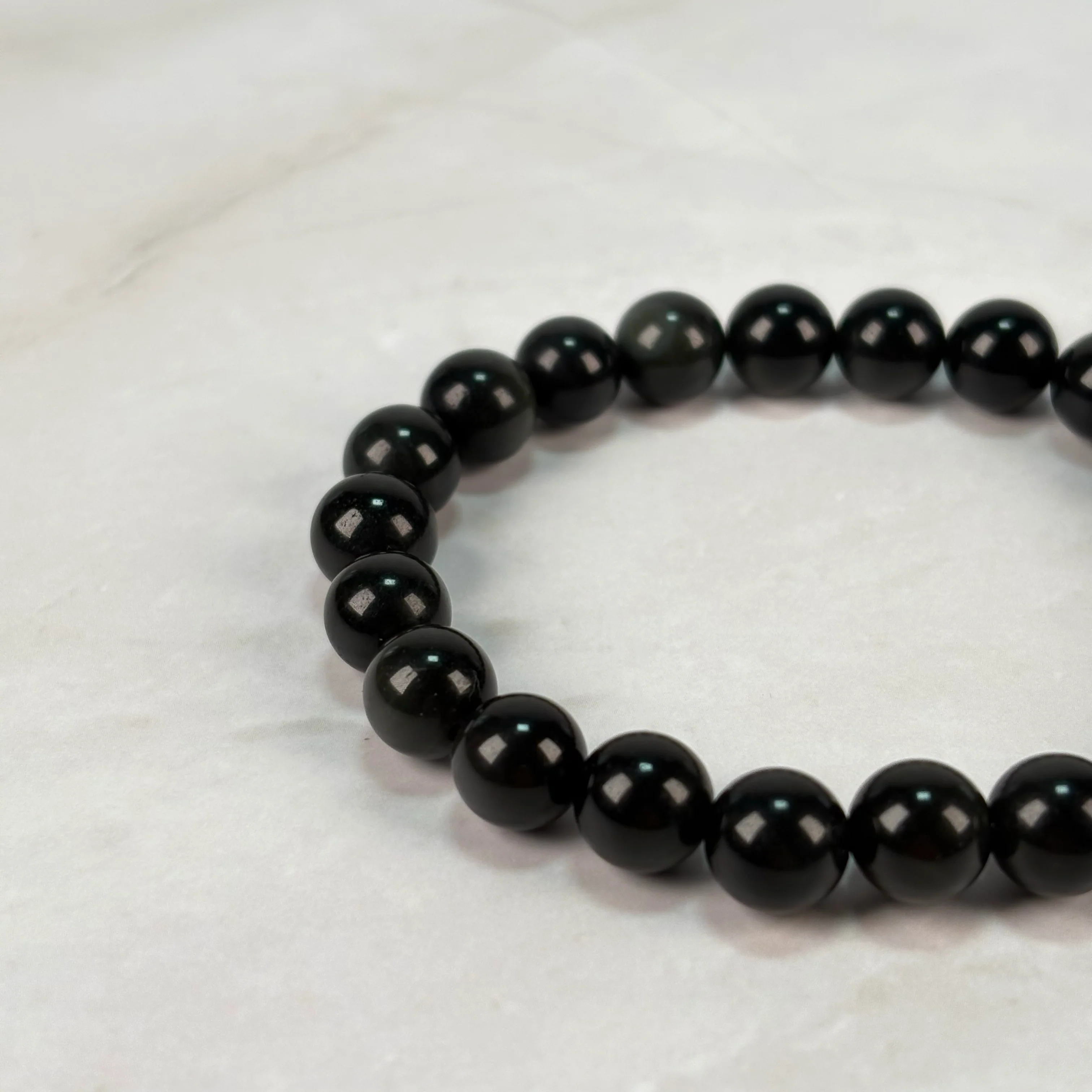 Bracelet Obsidienne Dorée (8mm) - Image 2