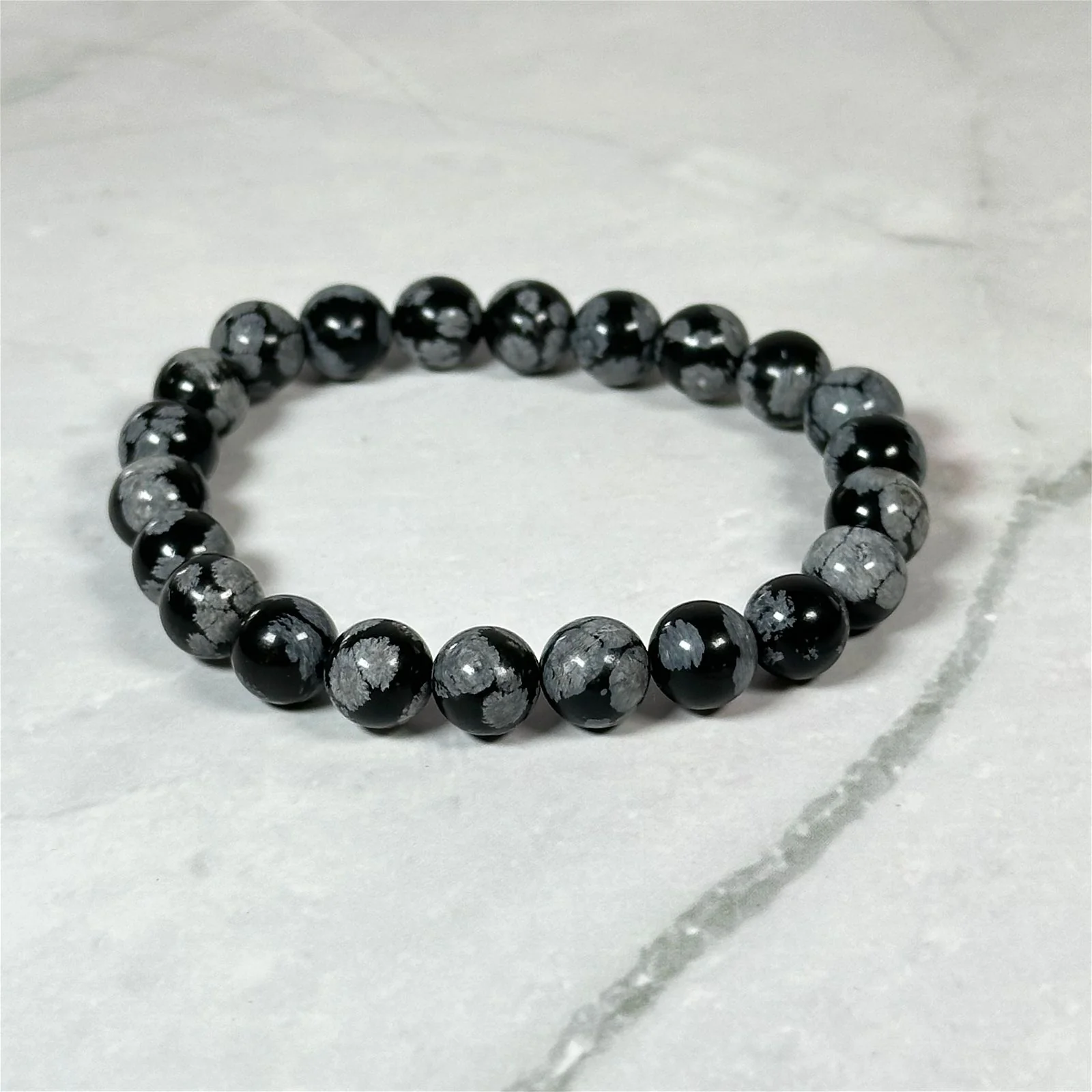 Bracelet Obsidienne Flocon de Neige (8mm) - Image 4