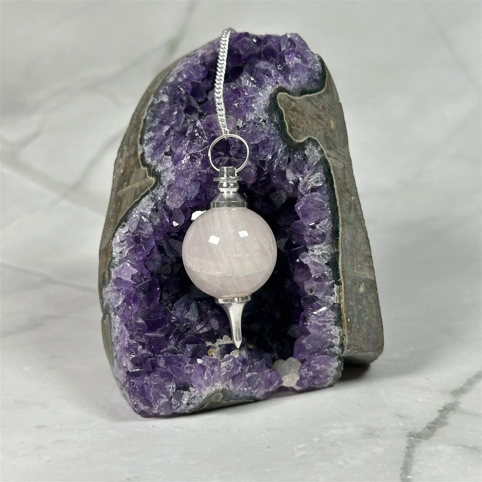 Pendule séphoroton en Quartz Rose