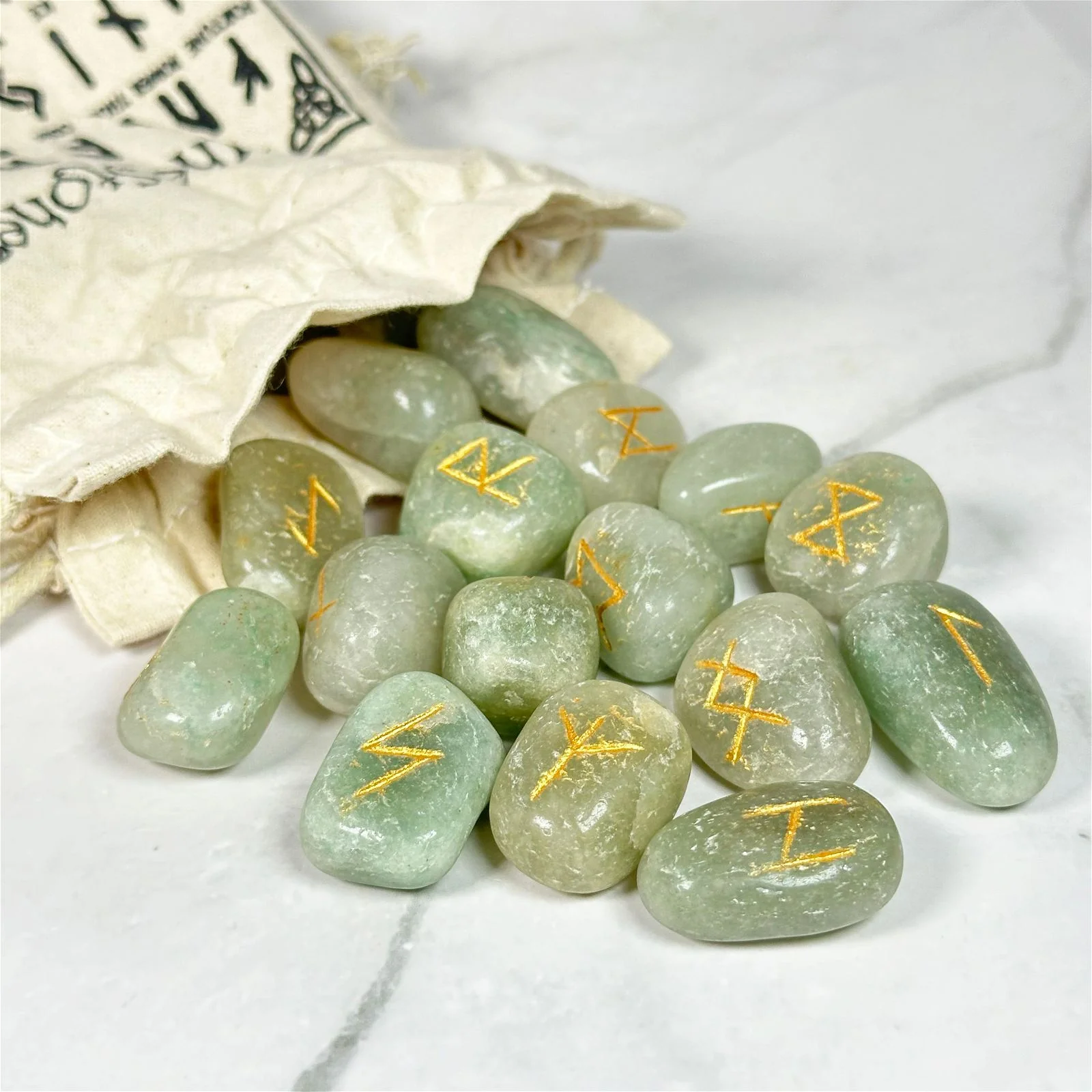 Runes en Aventurine Verte et pochette - Image 6