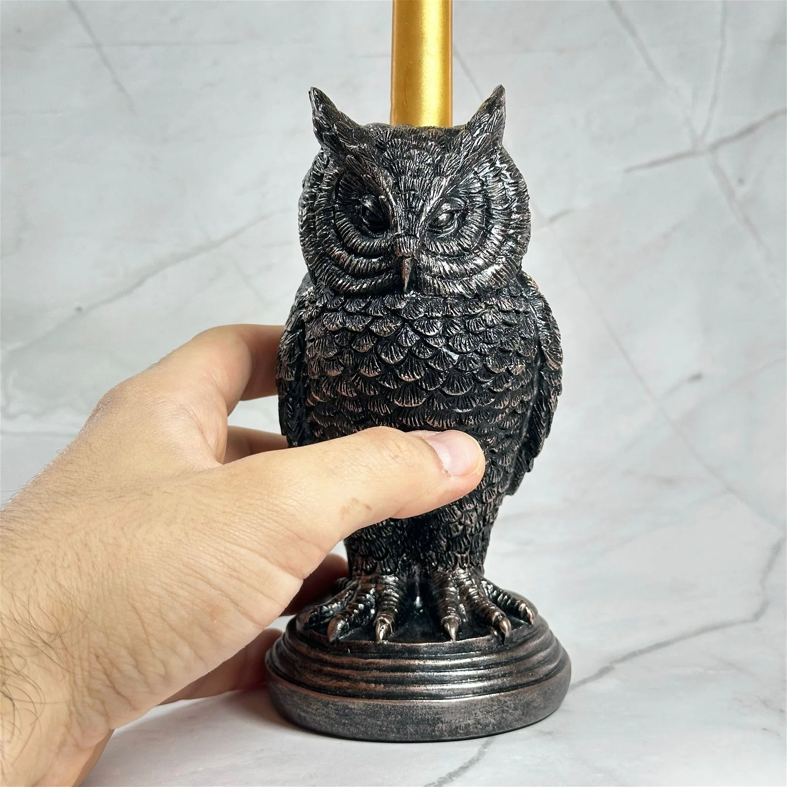 Statue / bougeoir Hibou - Image 3